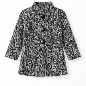 JM Collection 3 Button Cardigan Jacket XL Black White Flared Cropped Sleeves